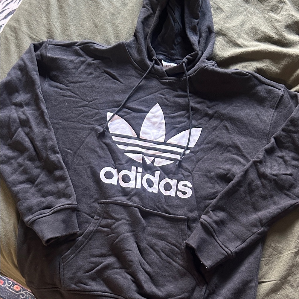 Women’s adidas Black Hoodie with White Trefoil Logo